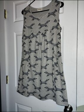 Sleeveless Gray Fox-Print Mini Dress